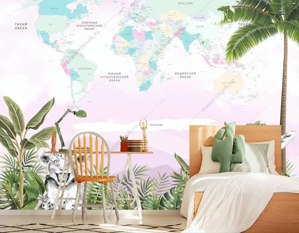 Фотообои Карта с зеброй  14-146