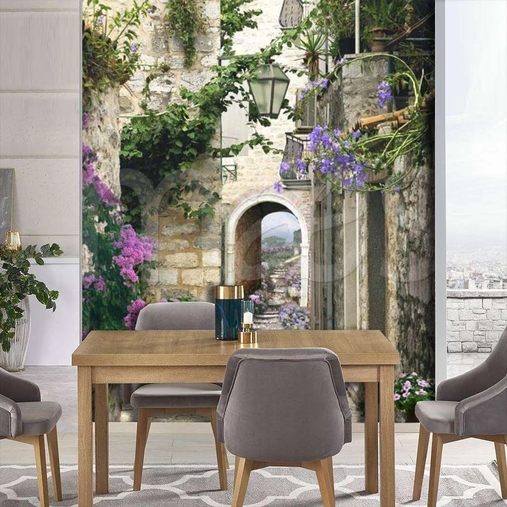 Фотообои в интерьере колоритная улочка  5-030 фото