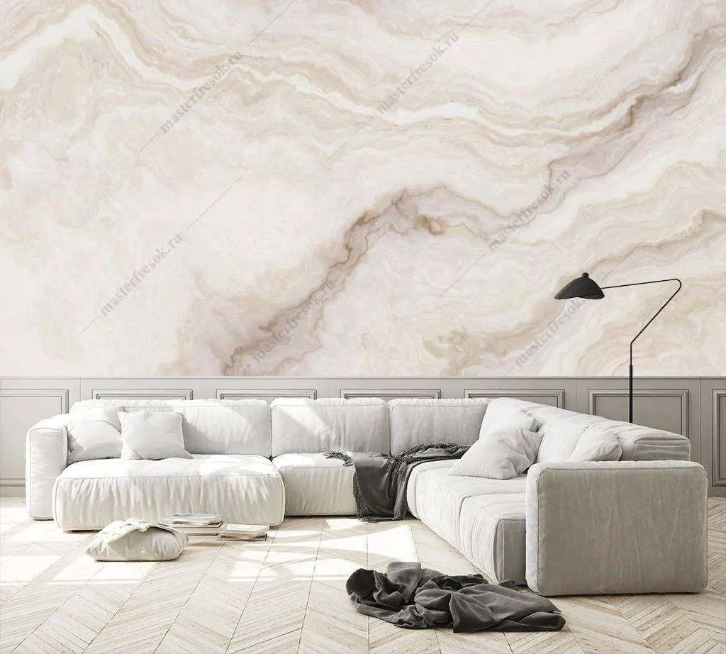 Фотообои в интерьере флюид арт светло бежевый  9-1014 фото