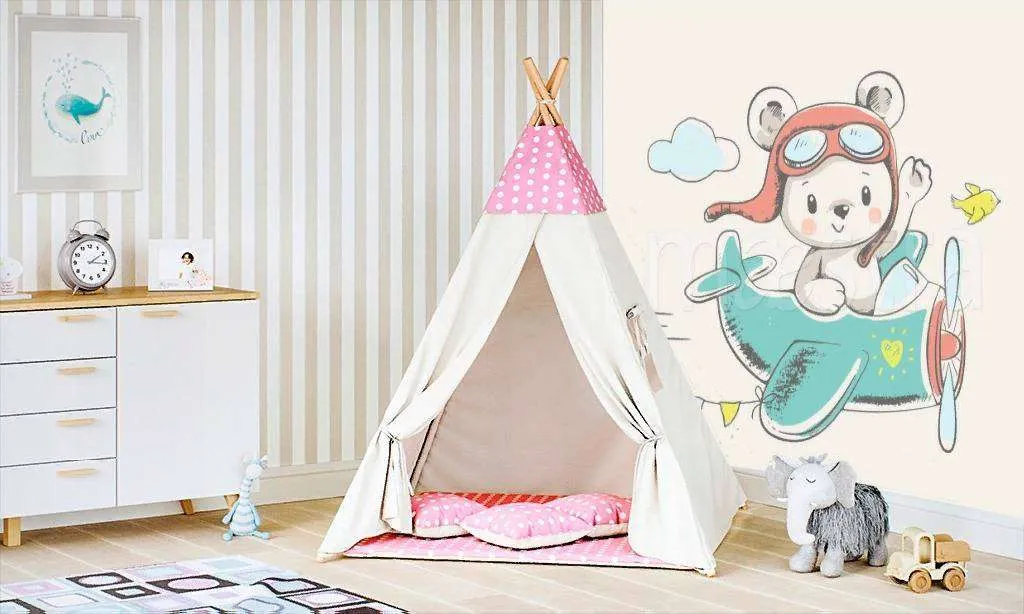 Фотообои Мишка на самолете  12-474