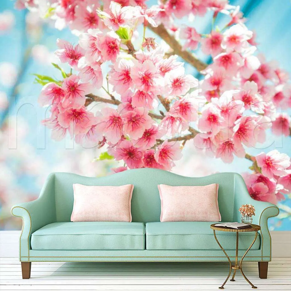 Фотообои Бесшовные обои на стену:  Розовая сакура. Артикул: 10-039  