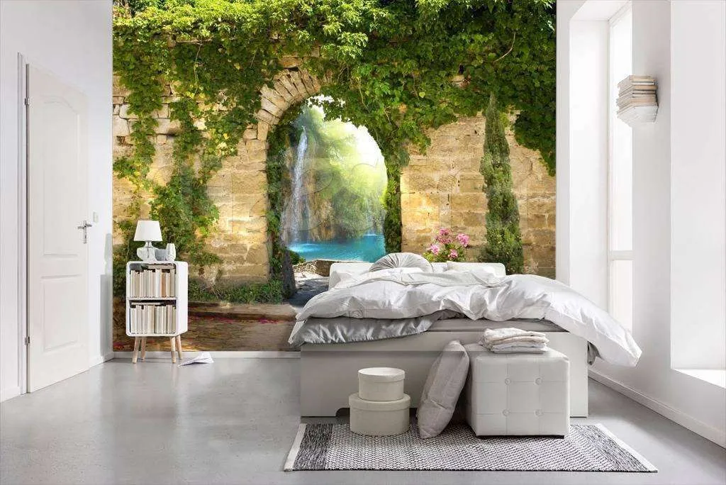 Фотообои в интерьере арка у водопада  5-161 фото