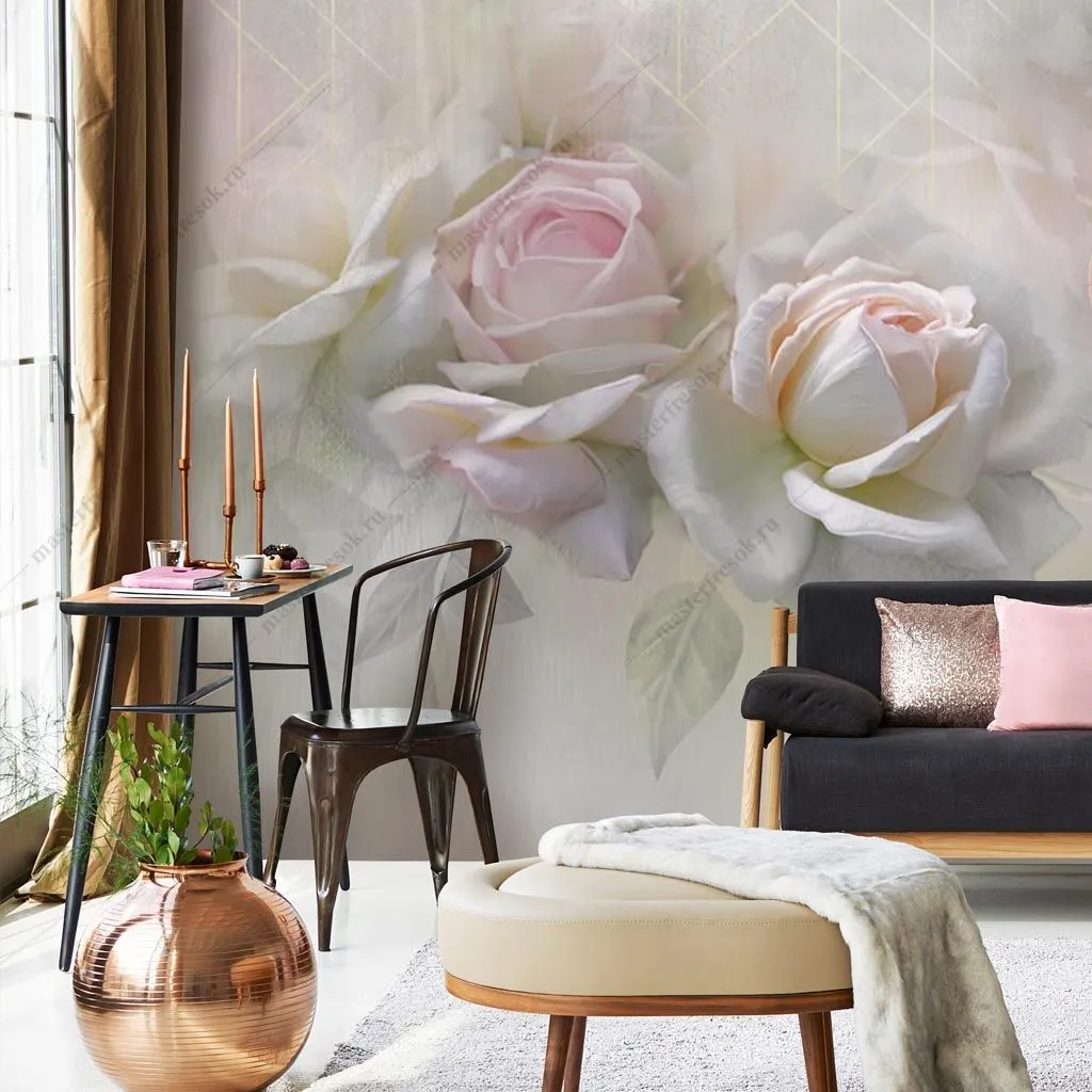 Фотообои Нежные розы в тумане  13-442