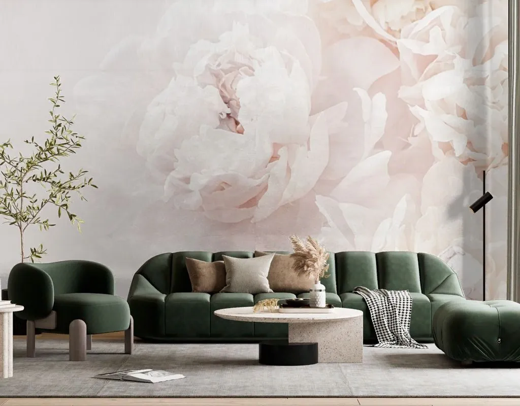 Фотообои в интерьере пион светлый 3д  9-2036 фото