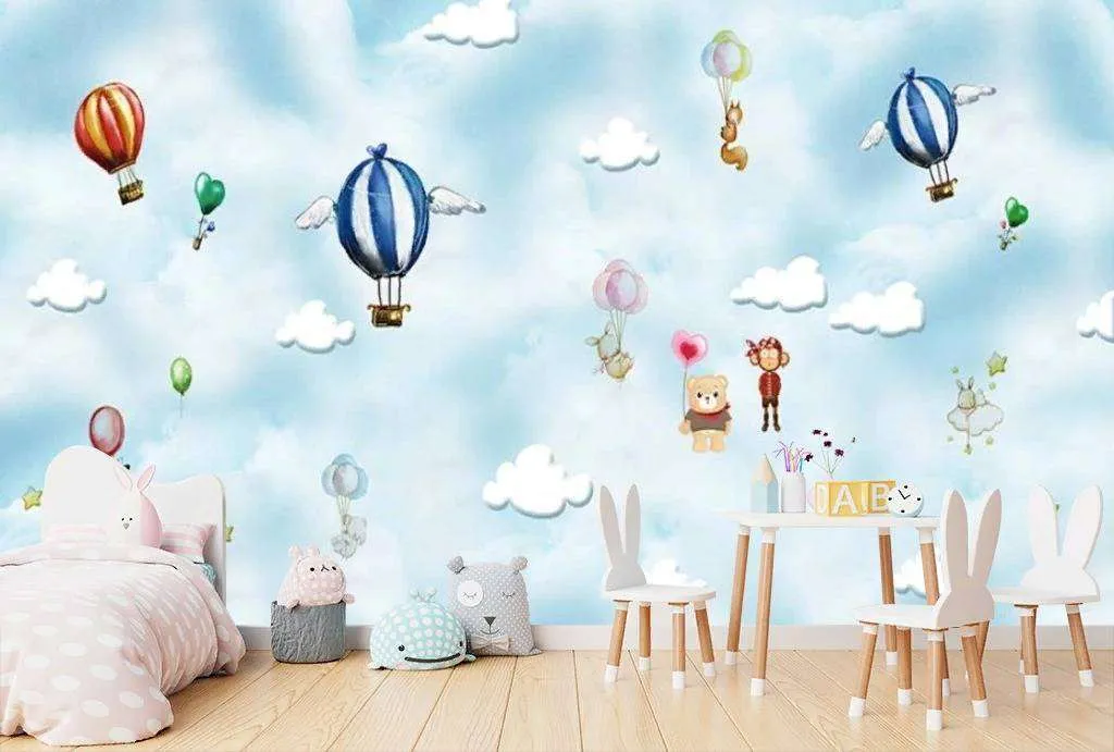 Фотообои в интерьере воздушные шары с крылышками  15-308 фото