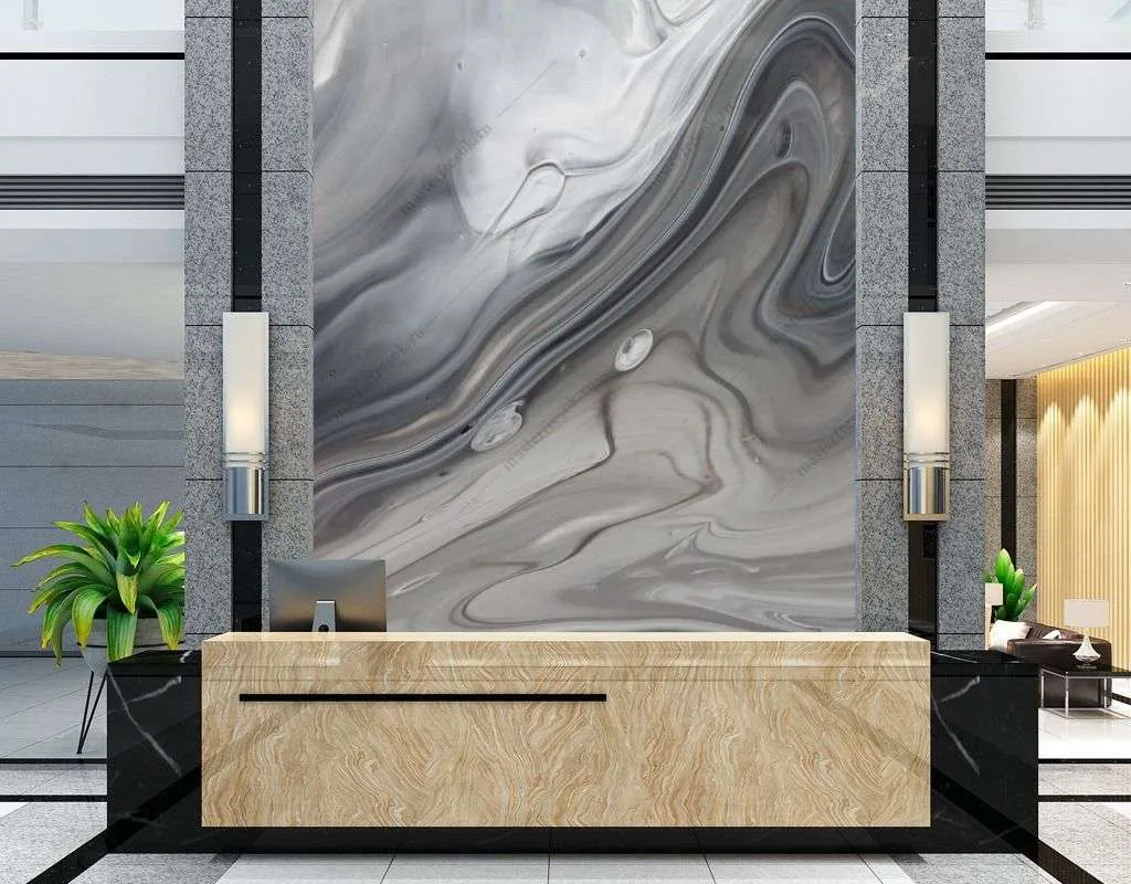 Фотообои в интерьере серый флюид арт  9-1535 фото