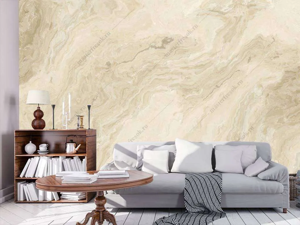 Фотообои в интерьере флюид арт акрил бежевый  9-1006 фото