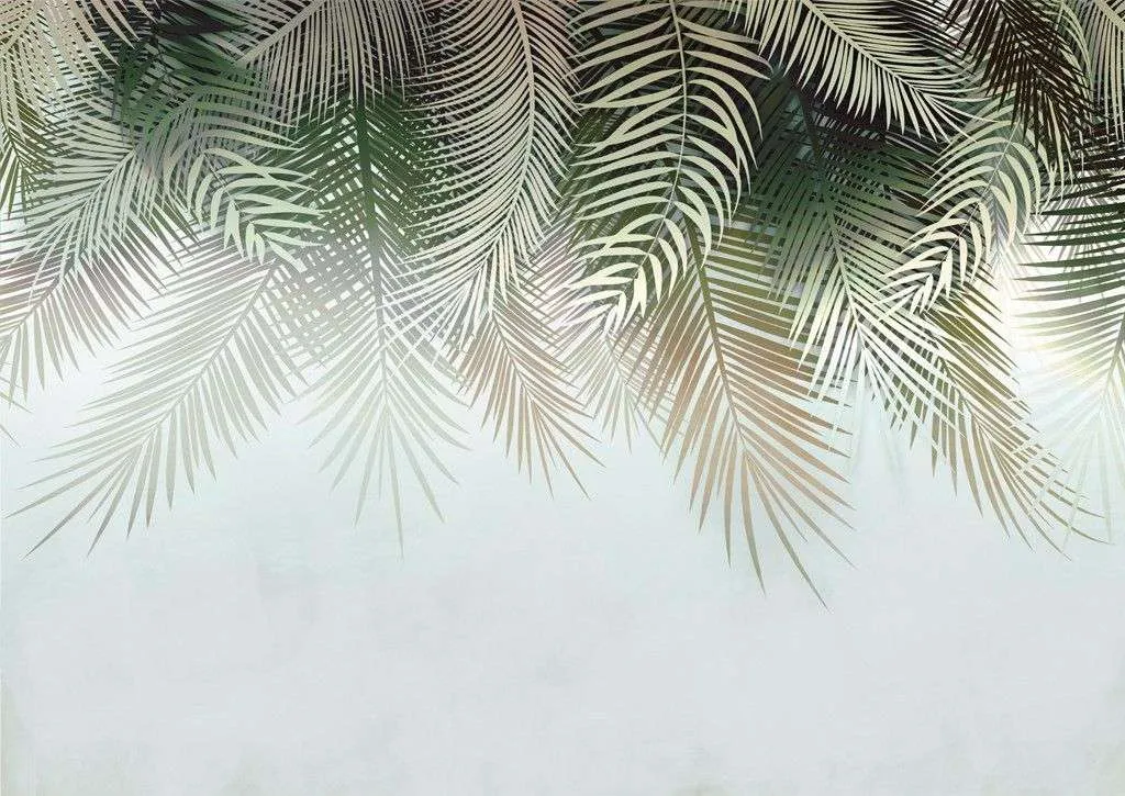 Фотообои в интерьере зеленые перья  14-503 фото