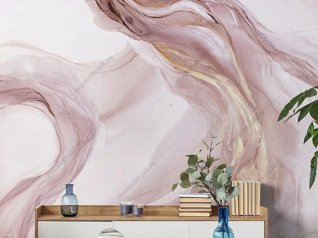 Фотообои в спальню акварель и золото  9-1841