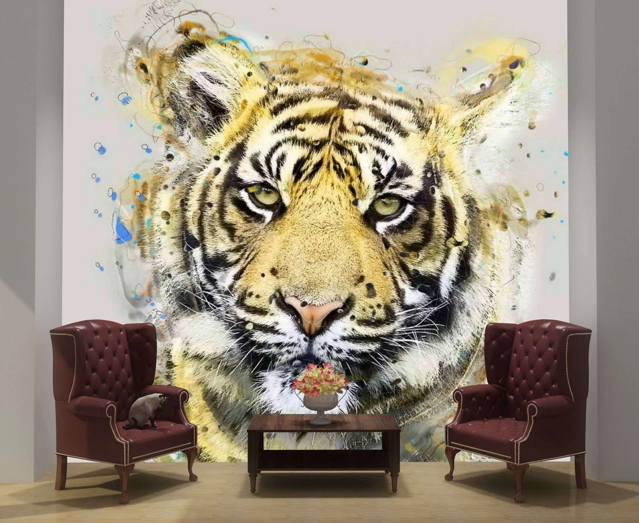 Фотообои в интерьере портрет тигра  17-4294 фото