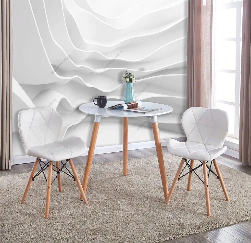 Фотообои в интерьере 3д абстрактные волны  10-898 фото