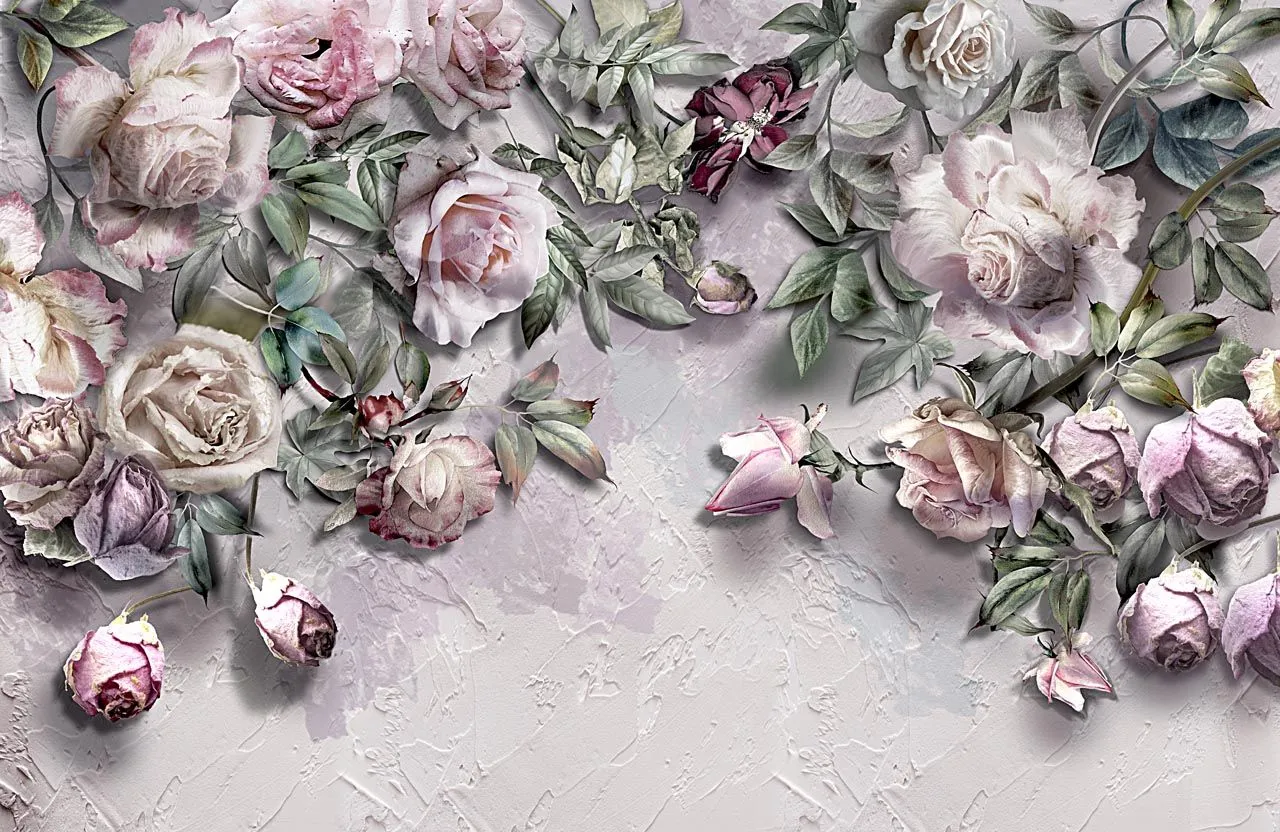 Фотообои в интерьере розочки фоновые в 3д  13-435 фото