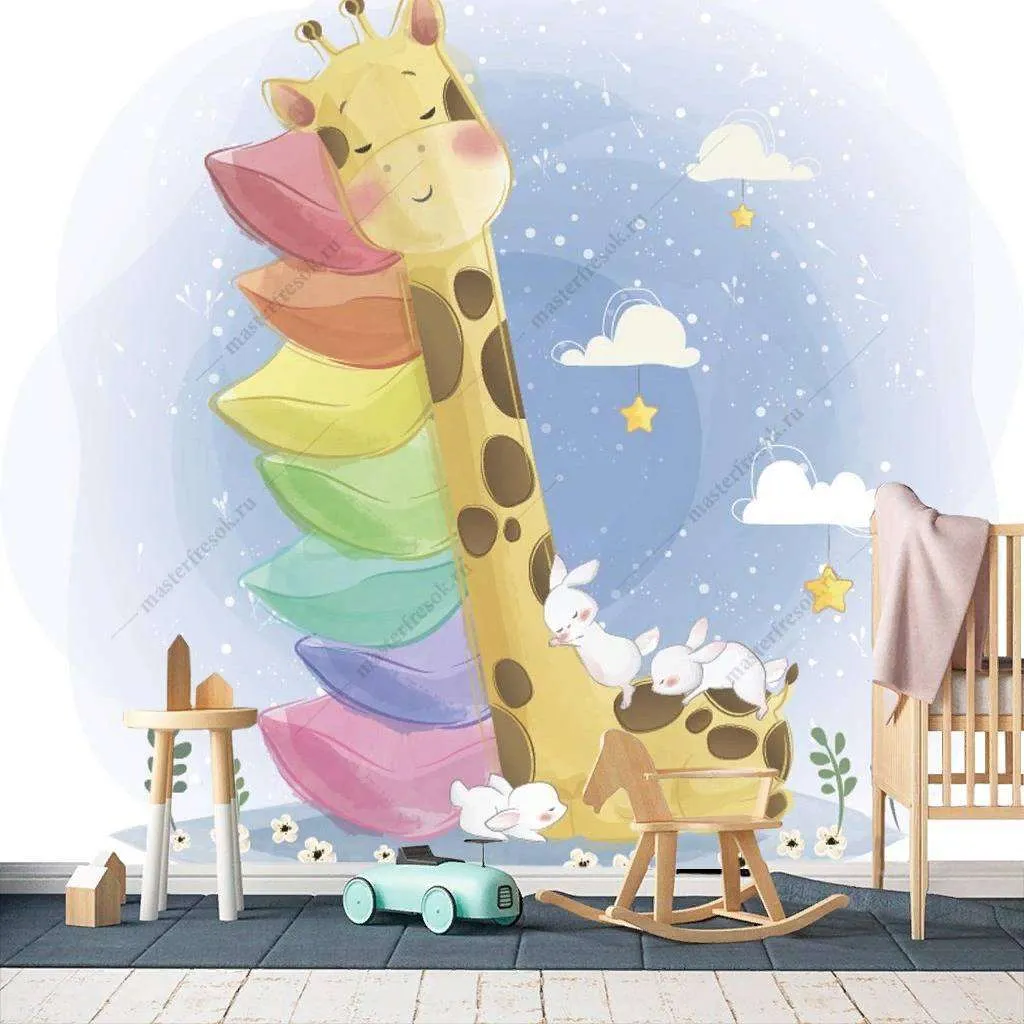 Фотообои в интерьере жираф отдыхает  12-464 фото