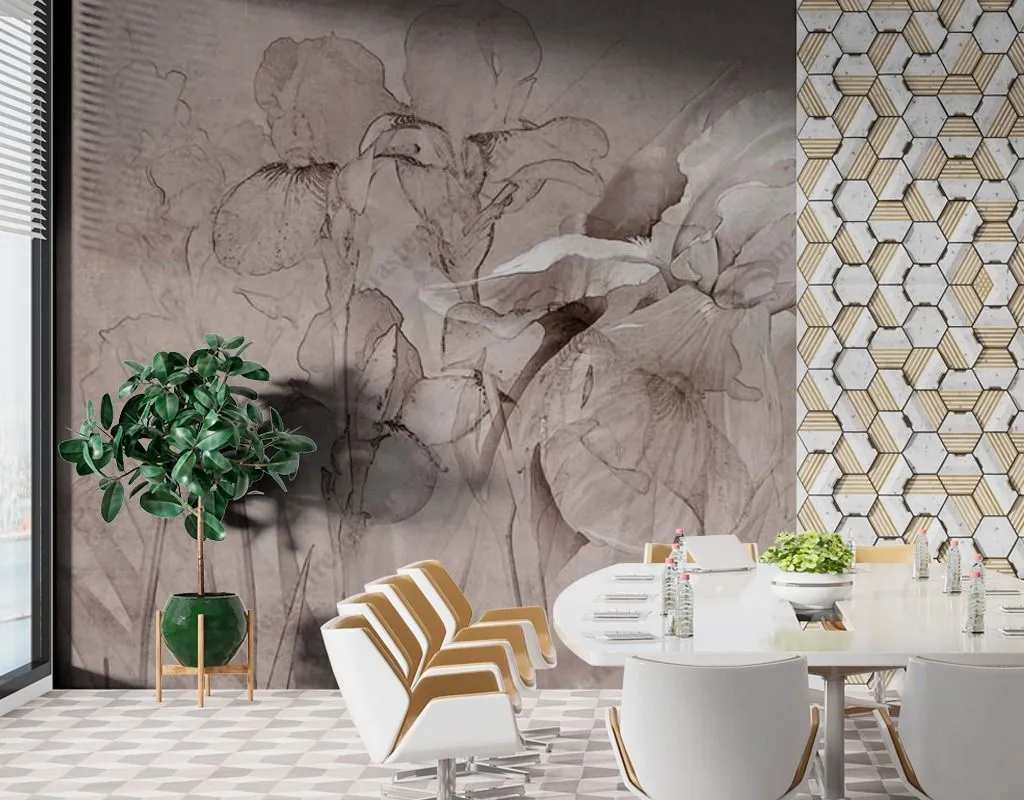 Фотообои в интерьере цветочная абстракция  13-417 фото