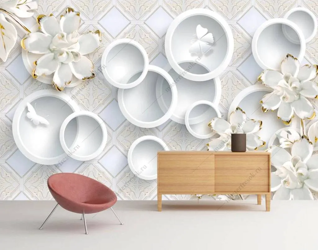 Фотообои Объемные круги 3д  16-187