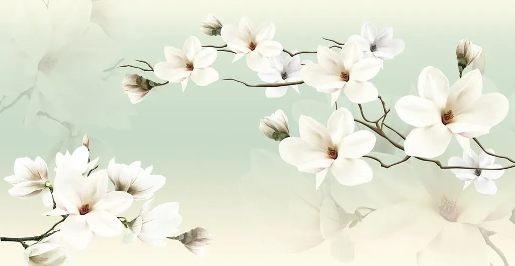 Фотообои в интерьере ветка магнолии  10-728 фото