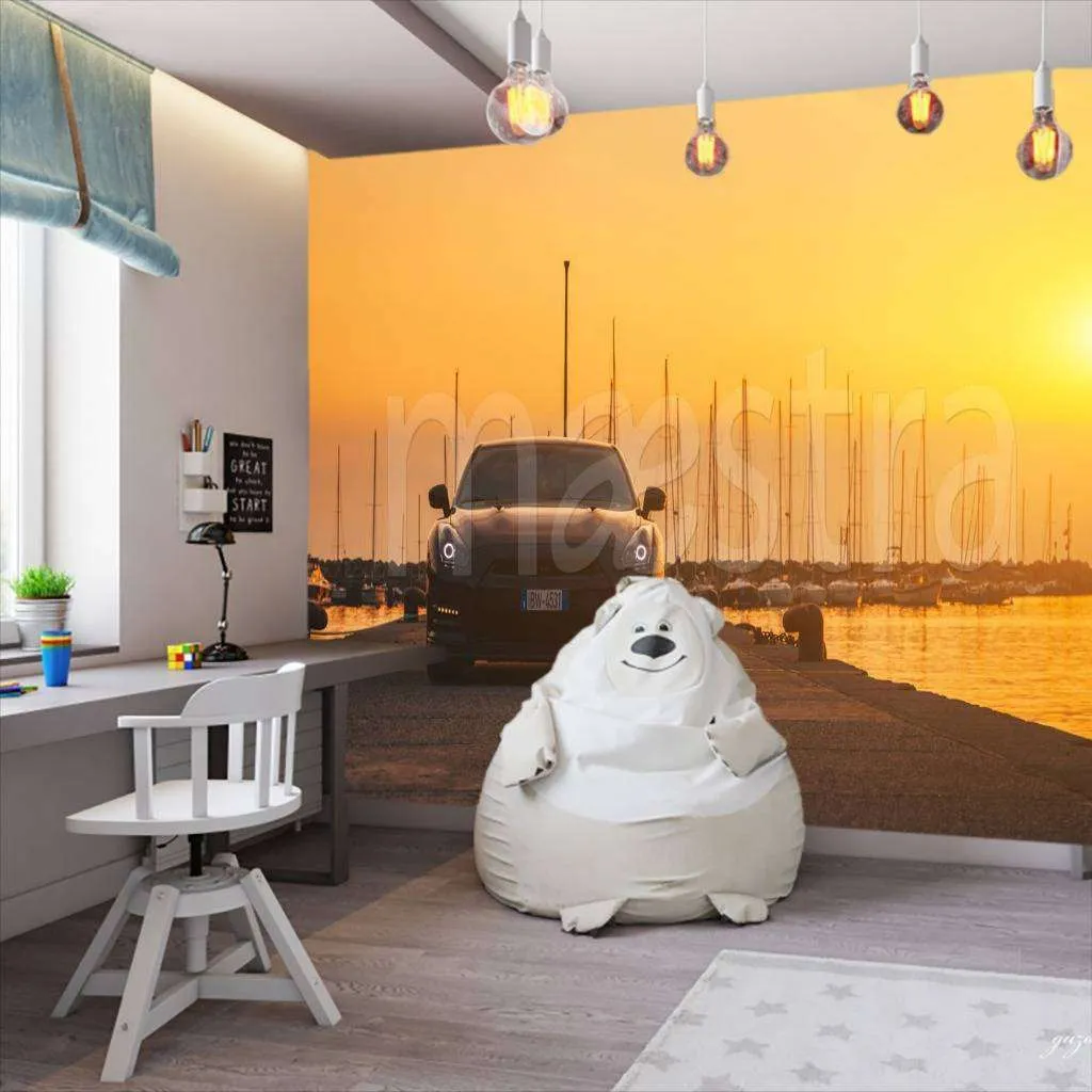 Фотообои в интерьере машина на набережной  12-590 фото