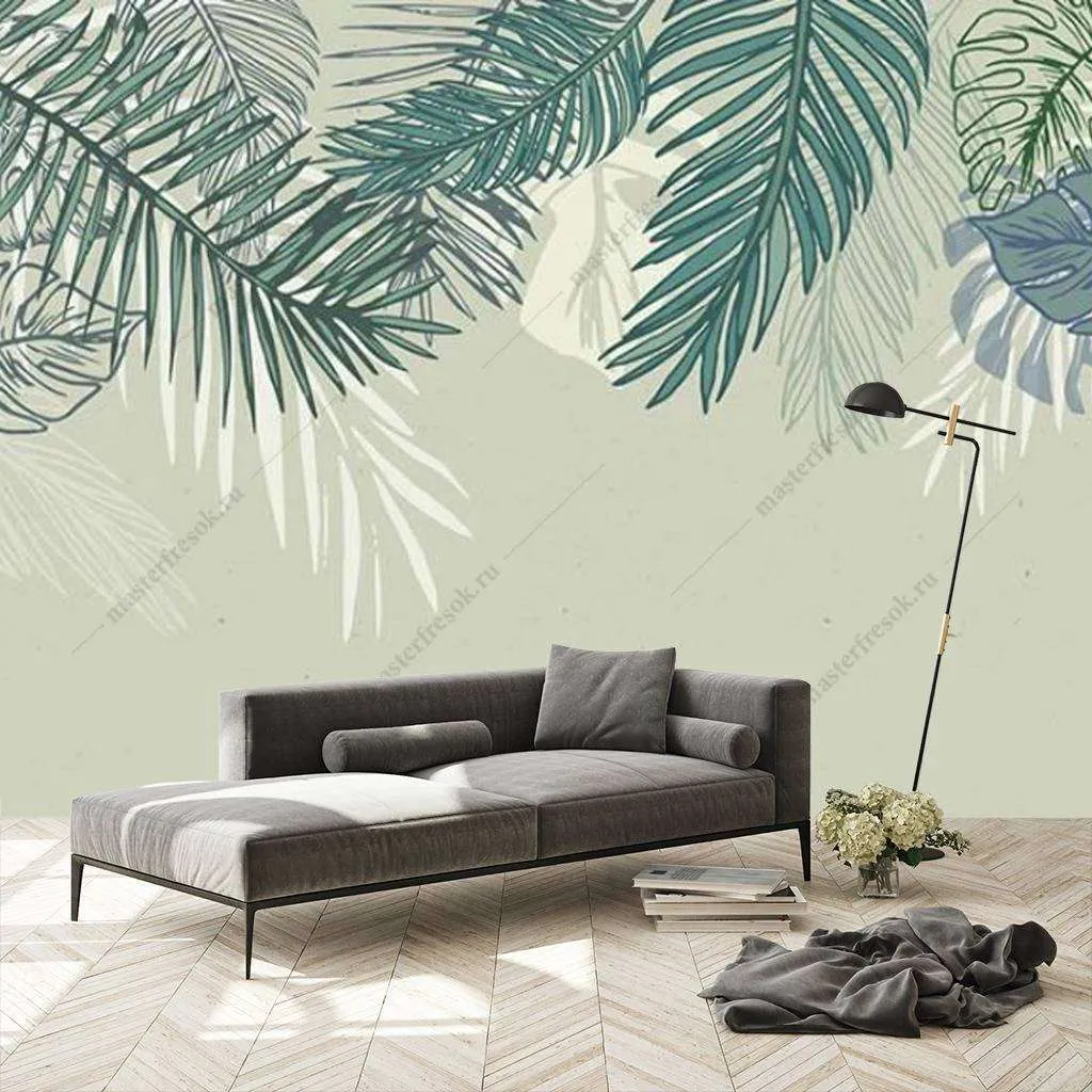 Фотообои Бесшовные обои на стену:  Листья пальмы. Артикул: 16-176  