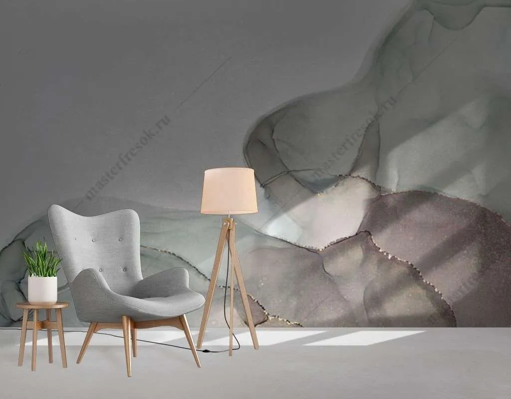 Фотообои в интерьере мрамор акварелью  9-1564 фото