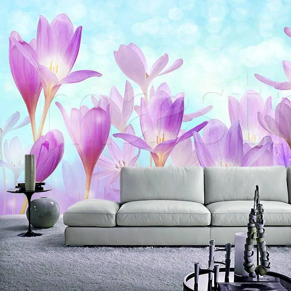 Фотообои в интерьере поляна крокусов  7-358 фото