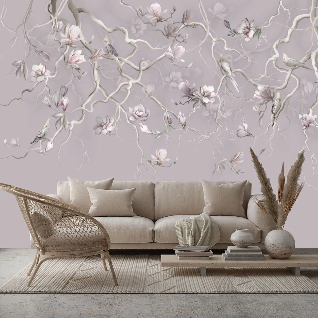 Фотообои в интерьере сакура нежная  13-738 фото