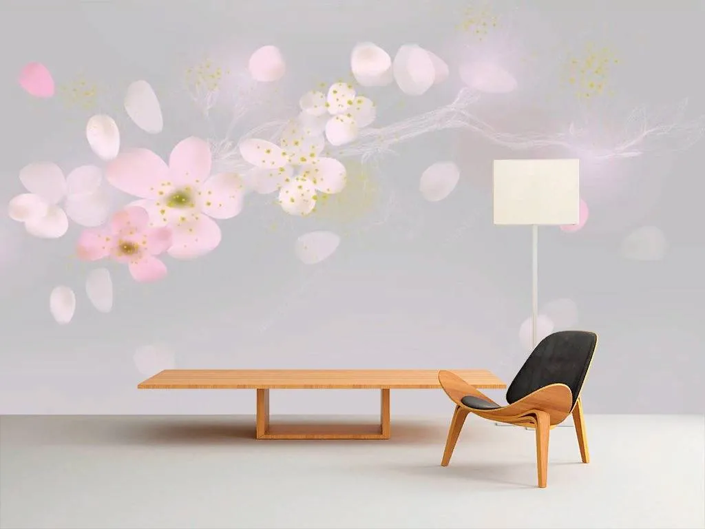 Фотообои в интерьере акварельная сакура  15-736 фото