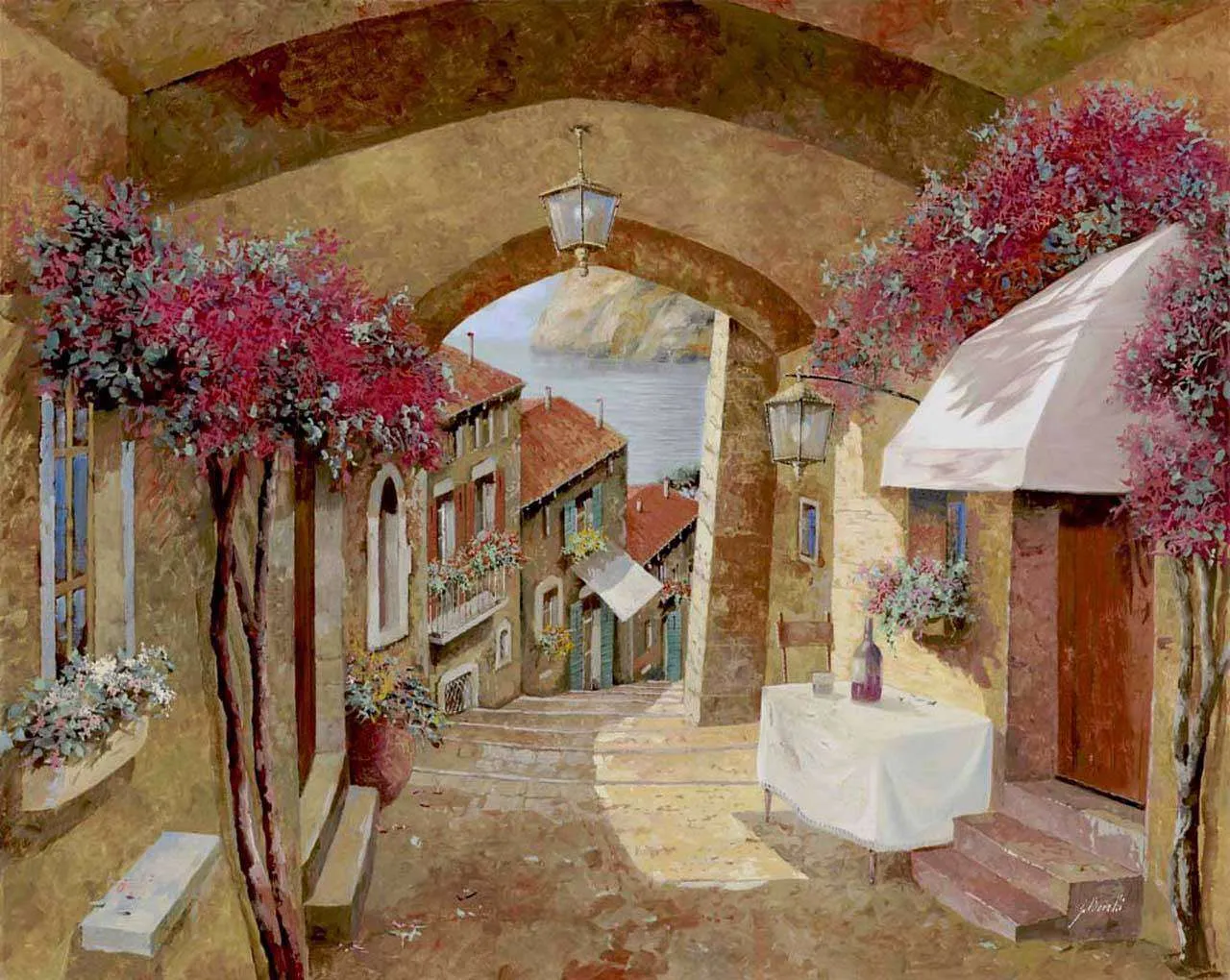 Фотообои в интерьере колоритное кафе  8-050 фото