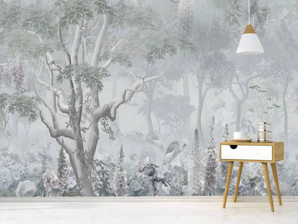 Фотообои в интерьере жар птица в саду  13-090 фото