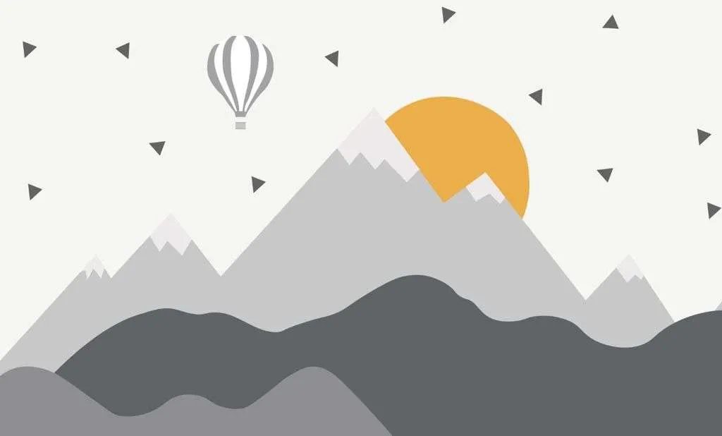 Фотообои в интерьере восход солнца в серых горах  12-1321 фото