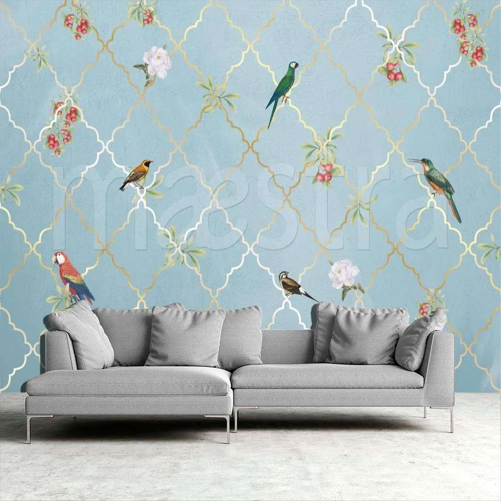 Фотообои в интерьере экзотические птицы  7-975 фото