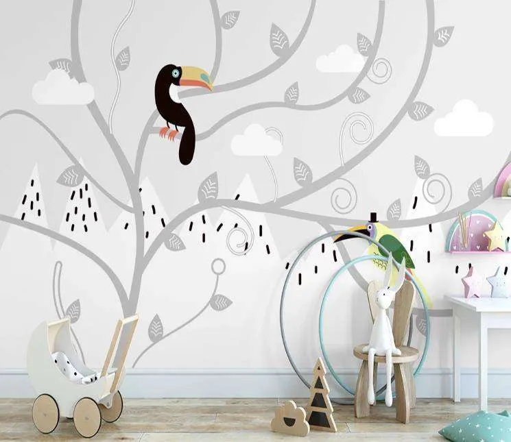 Фотообои в интерьере тукан на дереве  15-165 фото