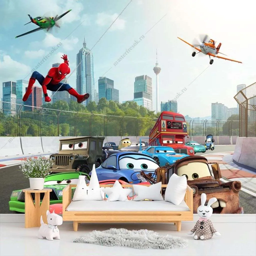 Фотообои в интерьере тачки из мультфильма  14-242 фото