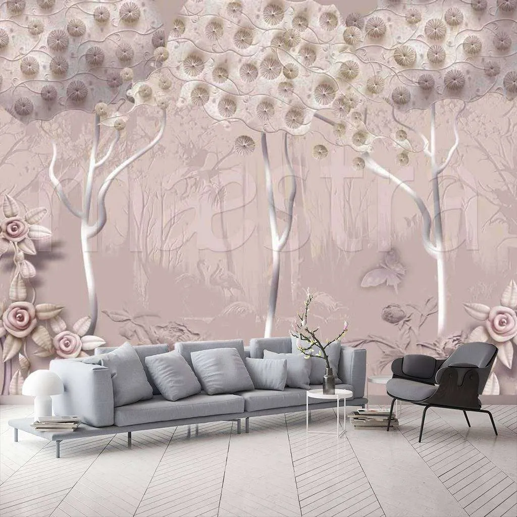 Фотообои Цветущий сад в серых тонах  7-420