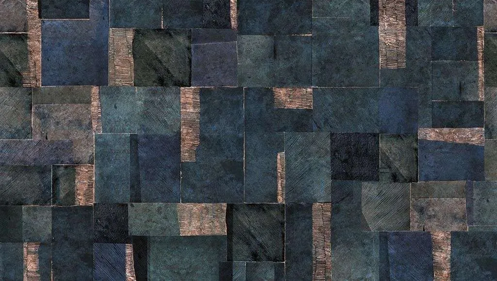 Фотообои в интерьере синие геометрические узоры  9-1239 фото