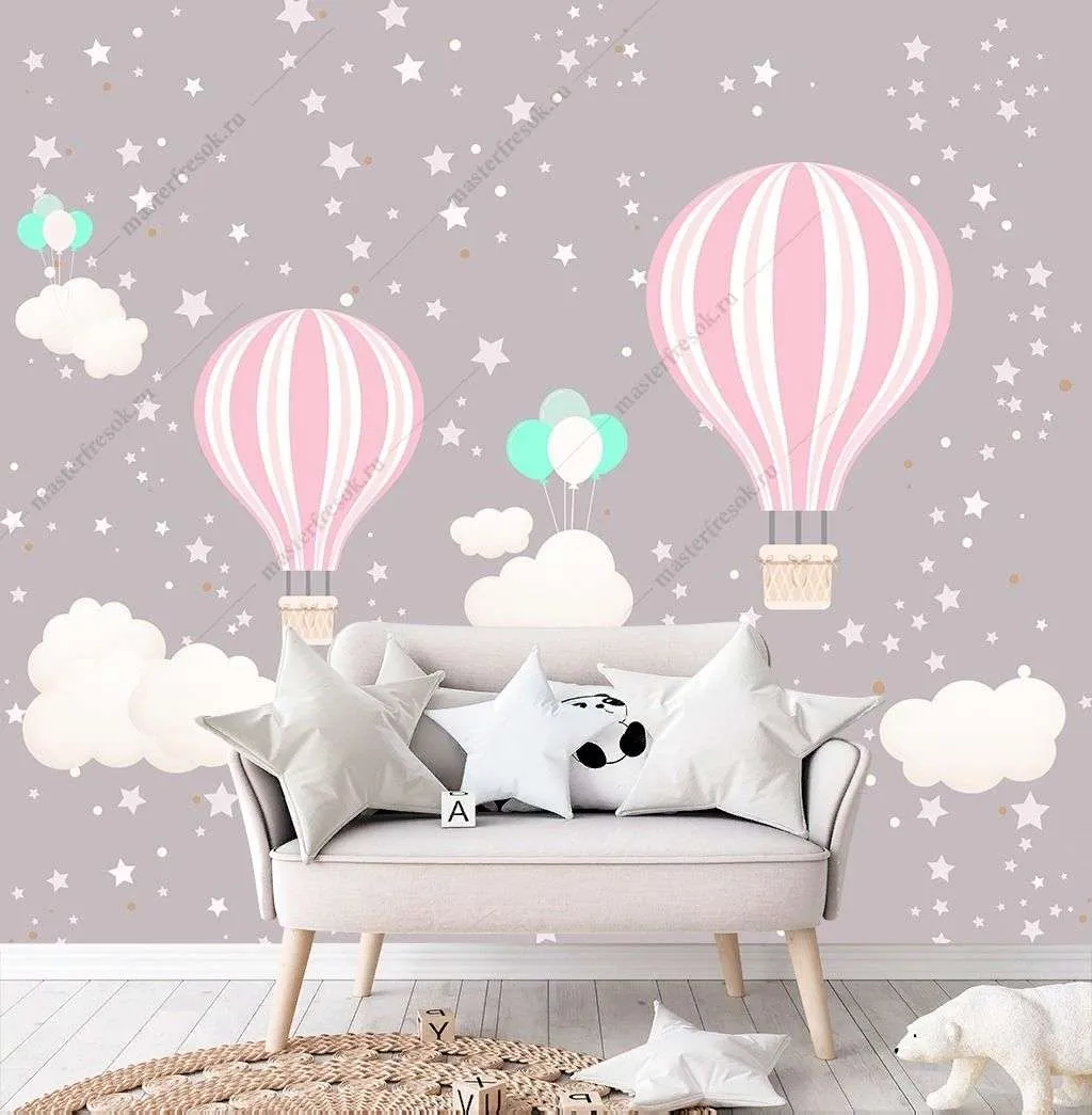 Фотообои в интерьере розовый воздушный шар  14-318 фото