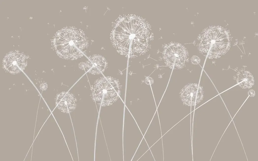 Фотообои в интерьере одуванчики на бежевом фоне  14-524 фото