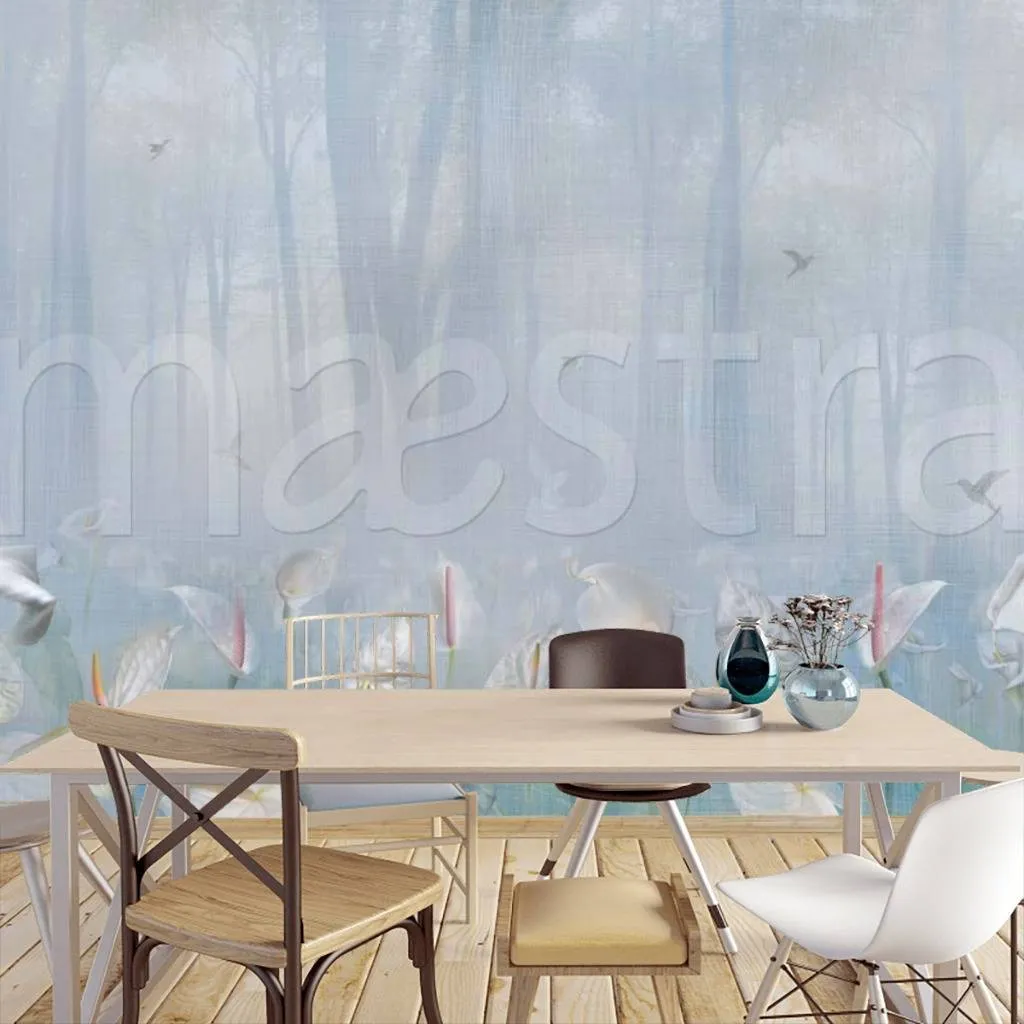 Фотообои в интерьере каллы в лесу  7-542 фото