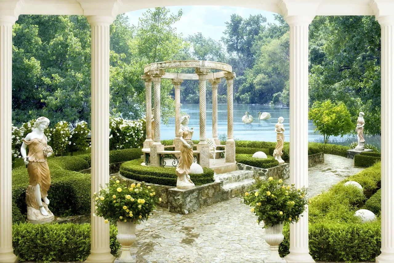 Фотообои в интерьере беседка в саду  19-0146 фото