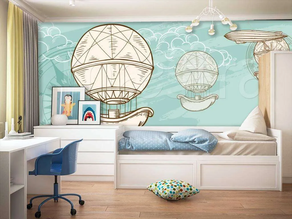 Фотообои в интерьере воздушные шары ретро  12-428 фото