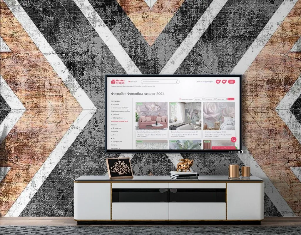 Фотообои в интерьере ромб орнамент  14-481 фото