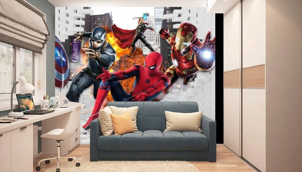 Фотообои Супергерои из стены  12-1304