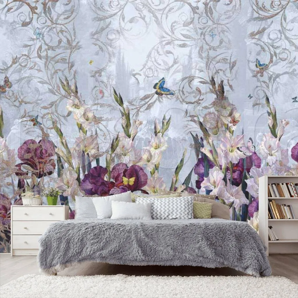 Фотообои Цветы 3д в сиреневых тонах  7-399