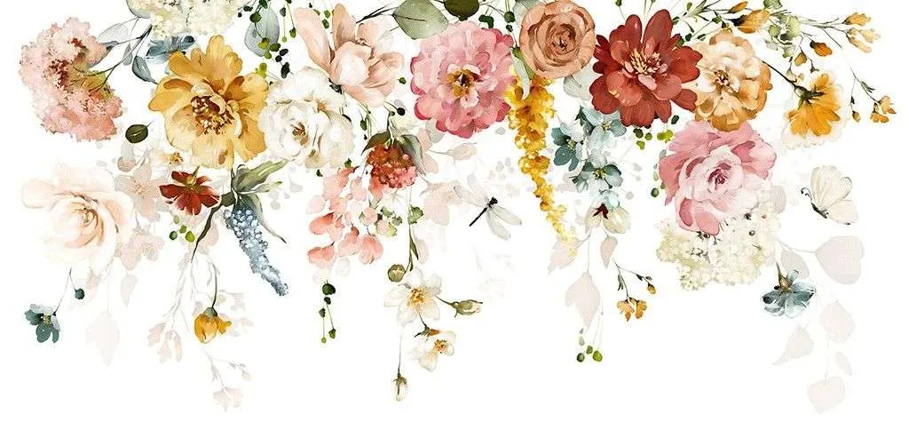 Фотообои в интерьере цветочный дождь  9-1723 фото