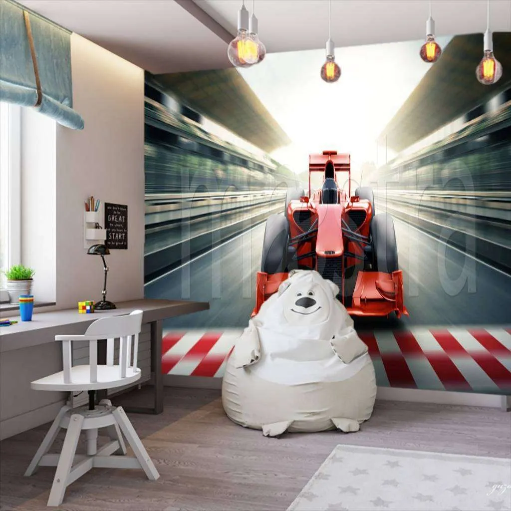 Фотообои в интерьере гоночная машина на финише  12-578 фото