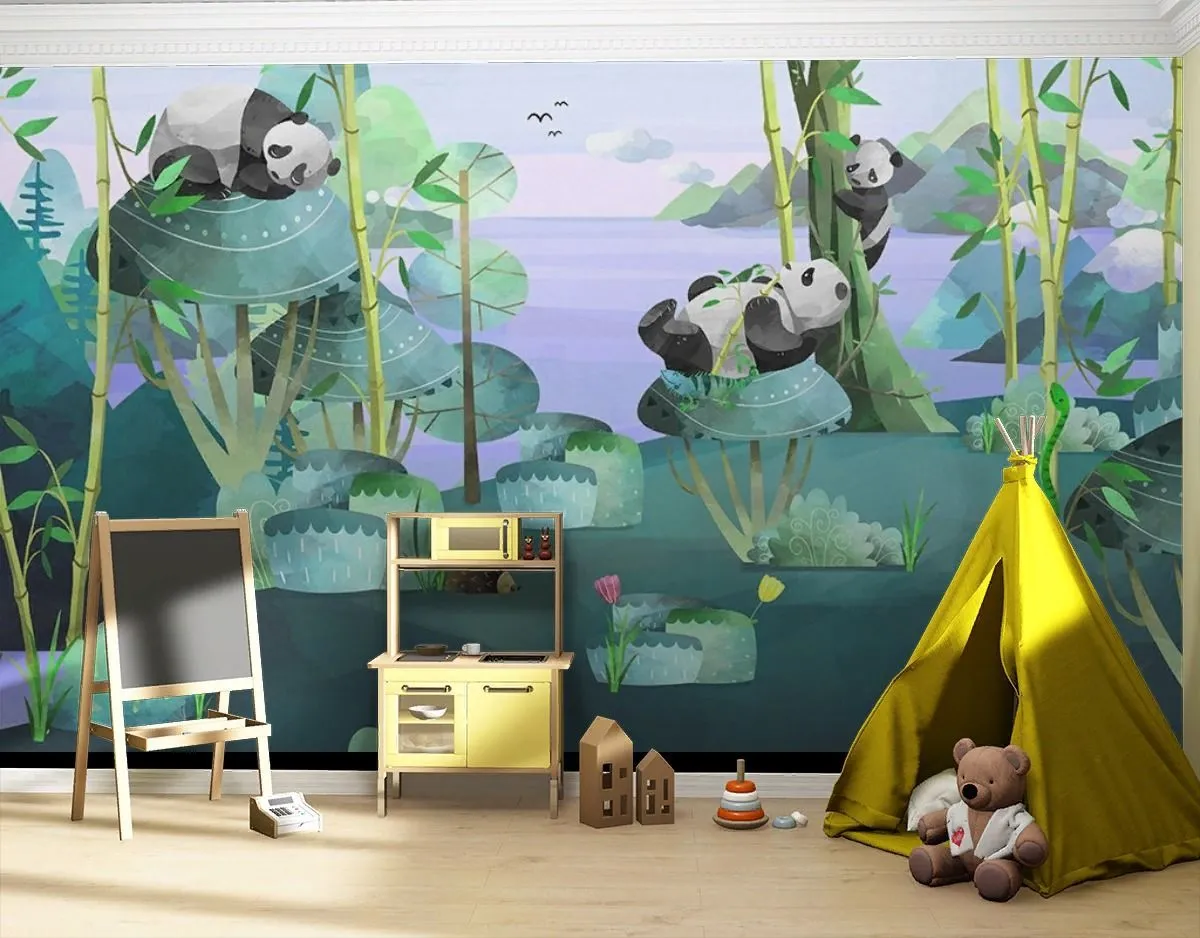 Фотообои детские. Панды в лесу   12-1614