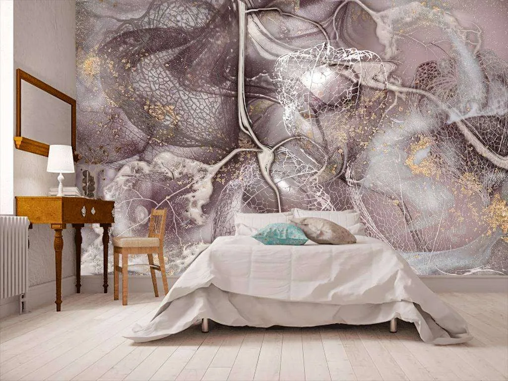 Фотообои в интерьере физалис акварелью  13-205 фото