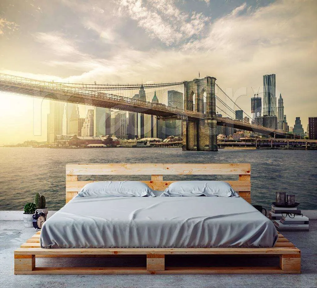 Фотообои в интерьере туманное утро в нью йорке  9-841 фото