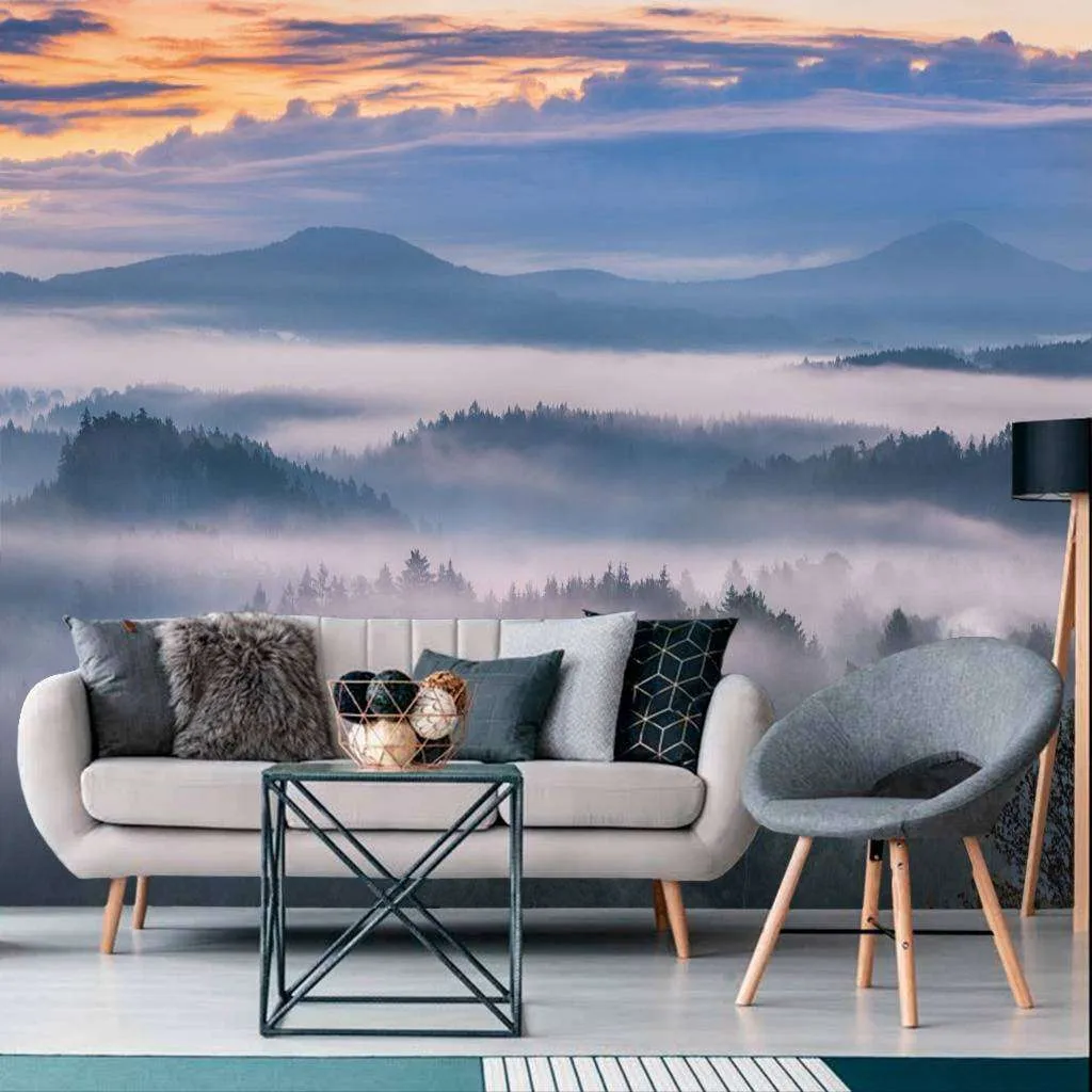 Фотообои Бесшовные обои на стену:  Туман над лесом. Артикул: 9-967  