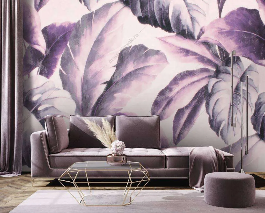 Фотообои в интерьере листья узор  9-1278 фото