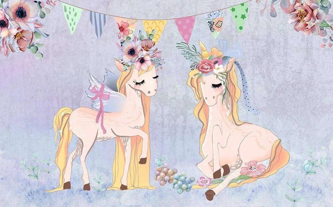 Фотообои в интерьере два единорога  15-338 фото